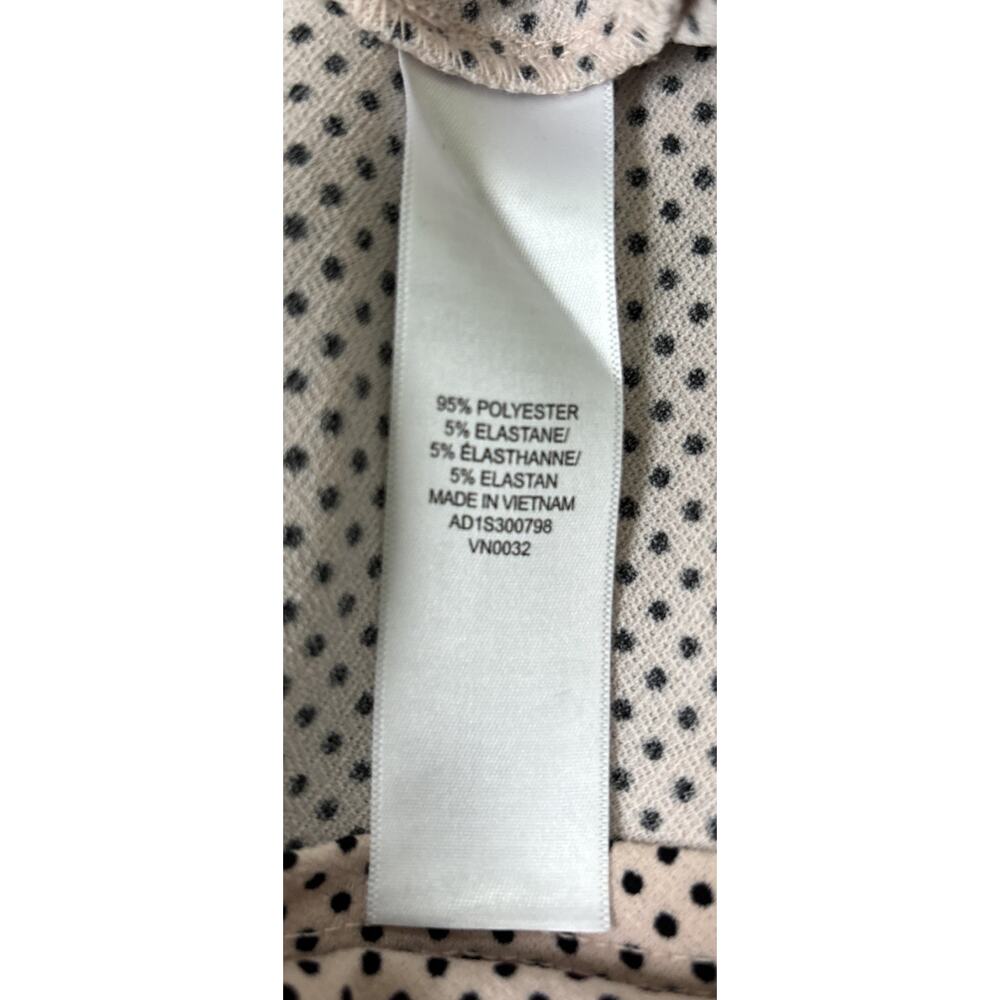 Adrianna Papell Top Size Medium Blush Pink Black Polka Dot Ruched Sleeve Keyhole - Picture 6 of 7